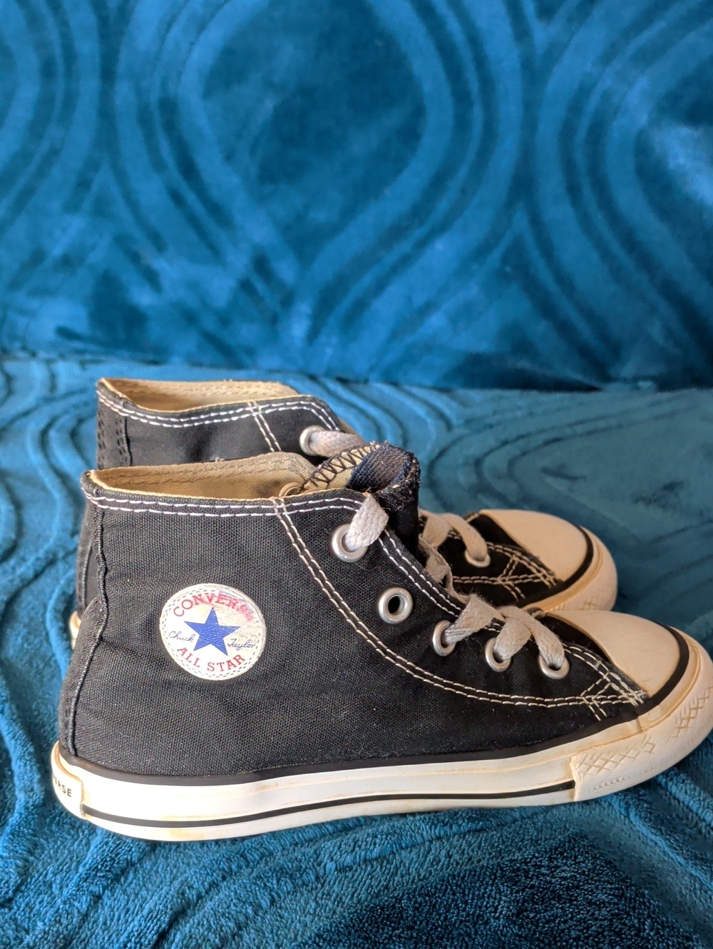 Converse Kids Black Canvas High-Top Sneakers with White Toe